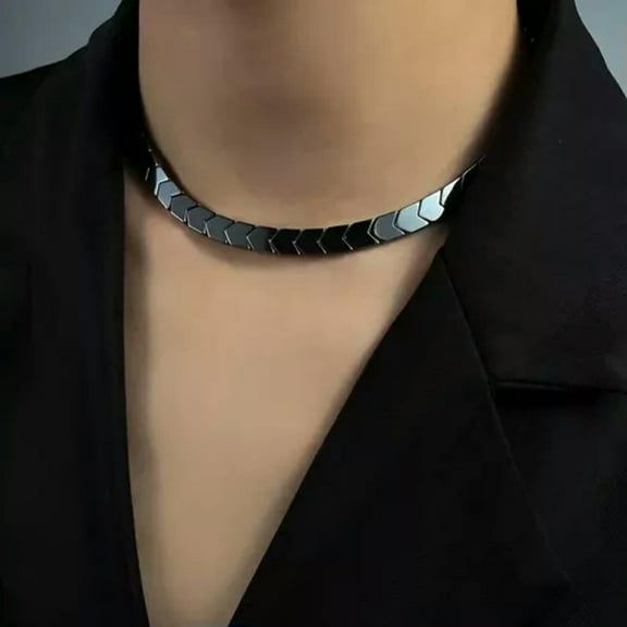 HOOUN Stylish Hematite Clavicle Necklace Jewelry Men and Women Holiday Gift New