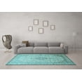 thumbnail image 3 of Ahgly Company Indoor Square Medallion Light Blue Traditional Area Rugs, 4' Square, 3 of 4