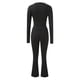 thumbnail image 4 of Conjunto de 2 piezas para mujer: top corto de manga larga y pantalones acampanados de talle bajo, chándal de yoga, tejido de poliéster, estilo informal para todas las estaciones, 4 of 8