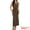 Brown, variant on DARING DIVA Women's Satin 2 Piece Maxi Skirt Set Button V Neck Vest Tops Long S Brown