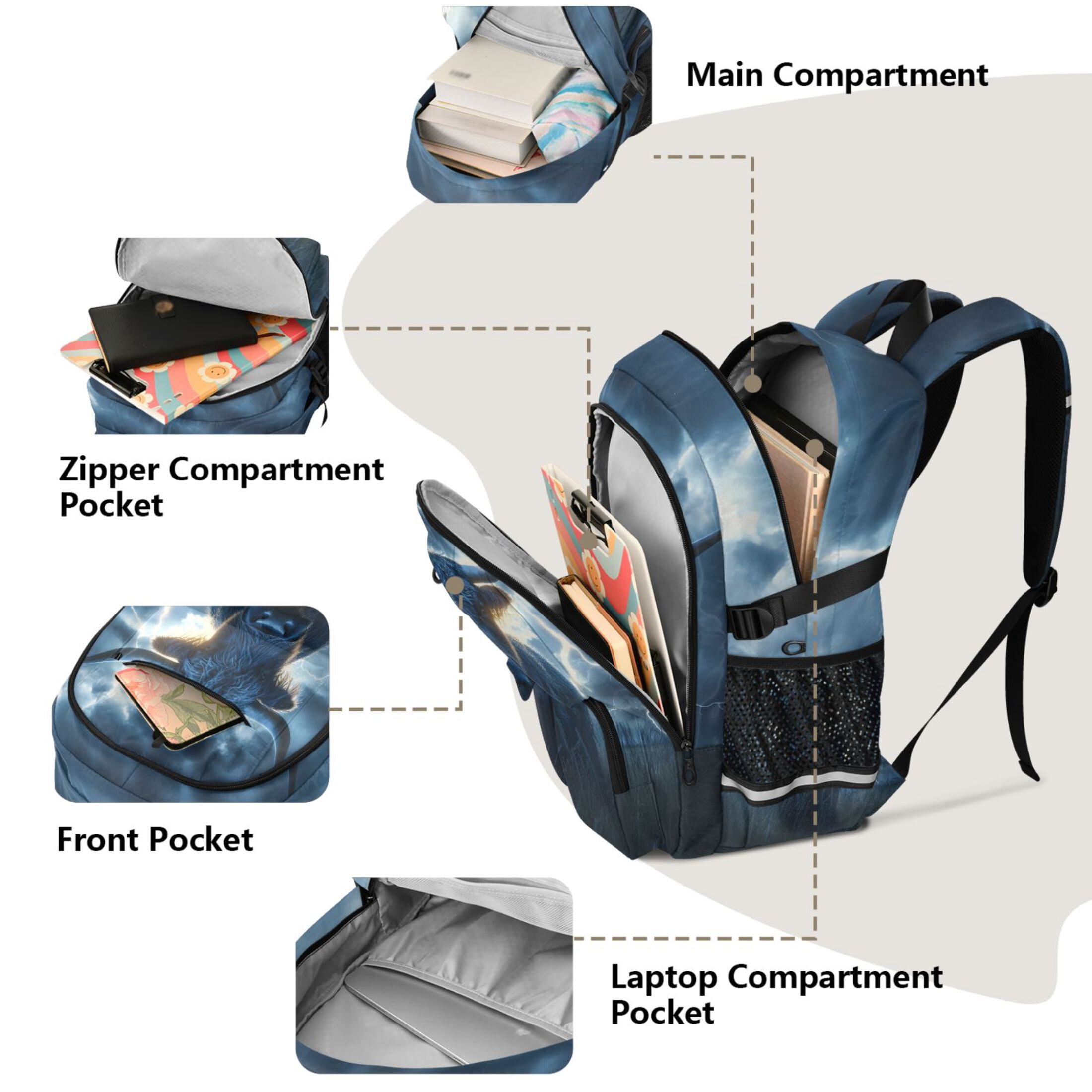 ALAZA Cow Lightning Print Student Backpack School Bookbag Large Laptop Daypack Travel Bag