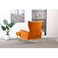 thumbnail image 5 of Velvet Accent Chair with Ottoman, Wingback Chair with Footstool, Upholstered Button Tufted Sofa Chair with Metal Legs, Leisure Reading Armchair for Living Room Bedroom Office (Orange), 5 of 9