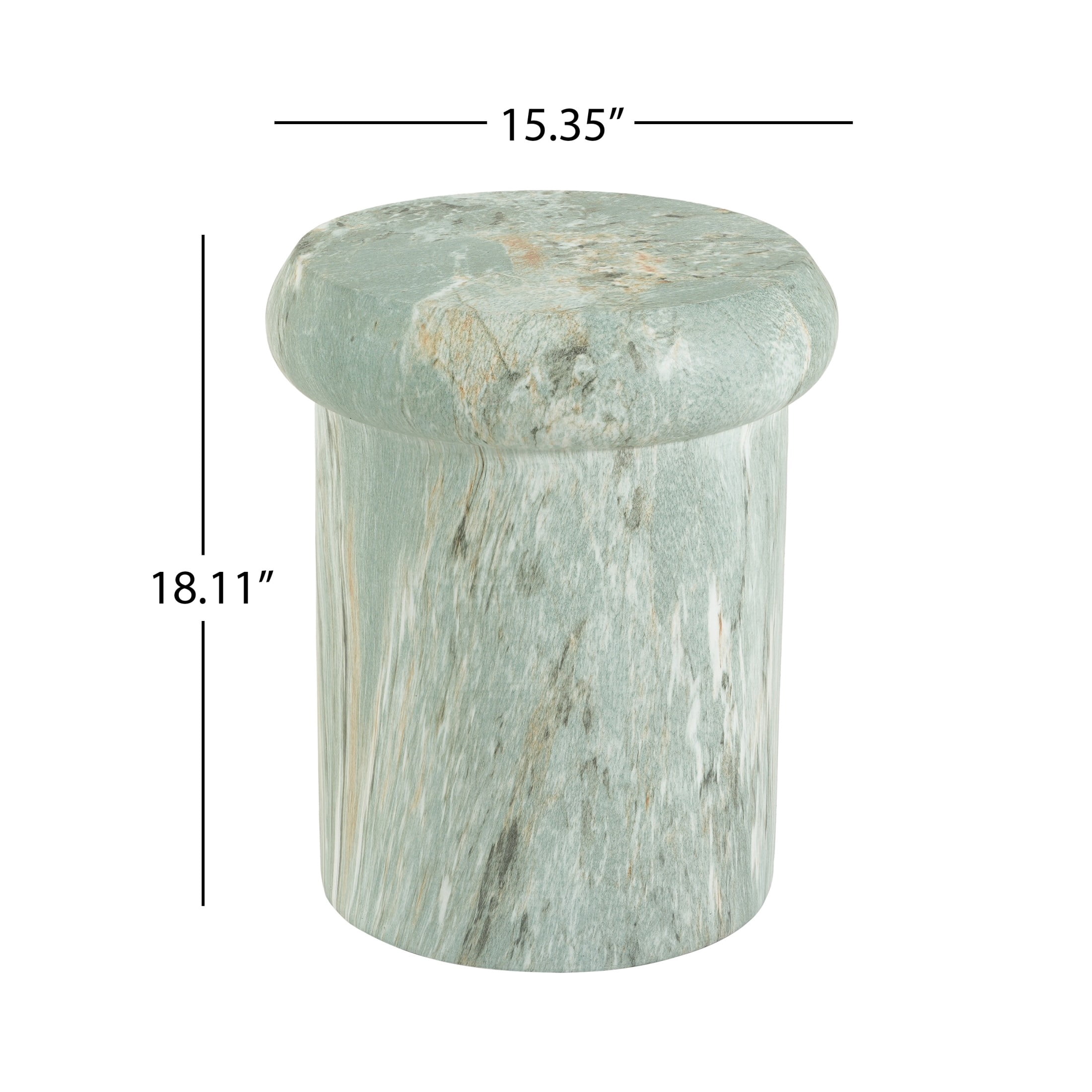 Christopher Knight Home 18.1" Modern MGO Sculptural Round Side Table, Green Marble Travertine Finish