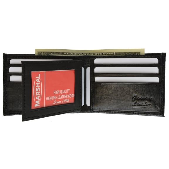 Snake Print Cowhide Leather Trifold Wallet with ID Window & Credit Card Slots 71107 SN (C) Black