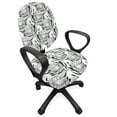 thumbnail image 1 of Floral Office Chair Slipcover, Monochrome Style Layout of Protea Flower Motifs, Protective Stretch Decorative Fabric Cover, Standard Size, Charcoal Grey and White, by Ambesonne, 1 of 5