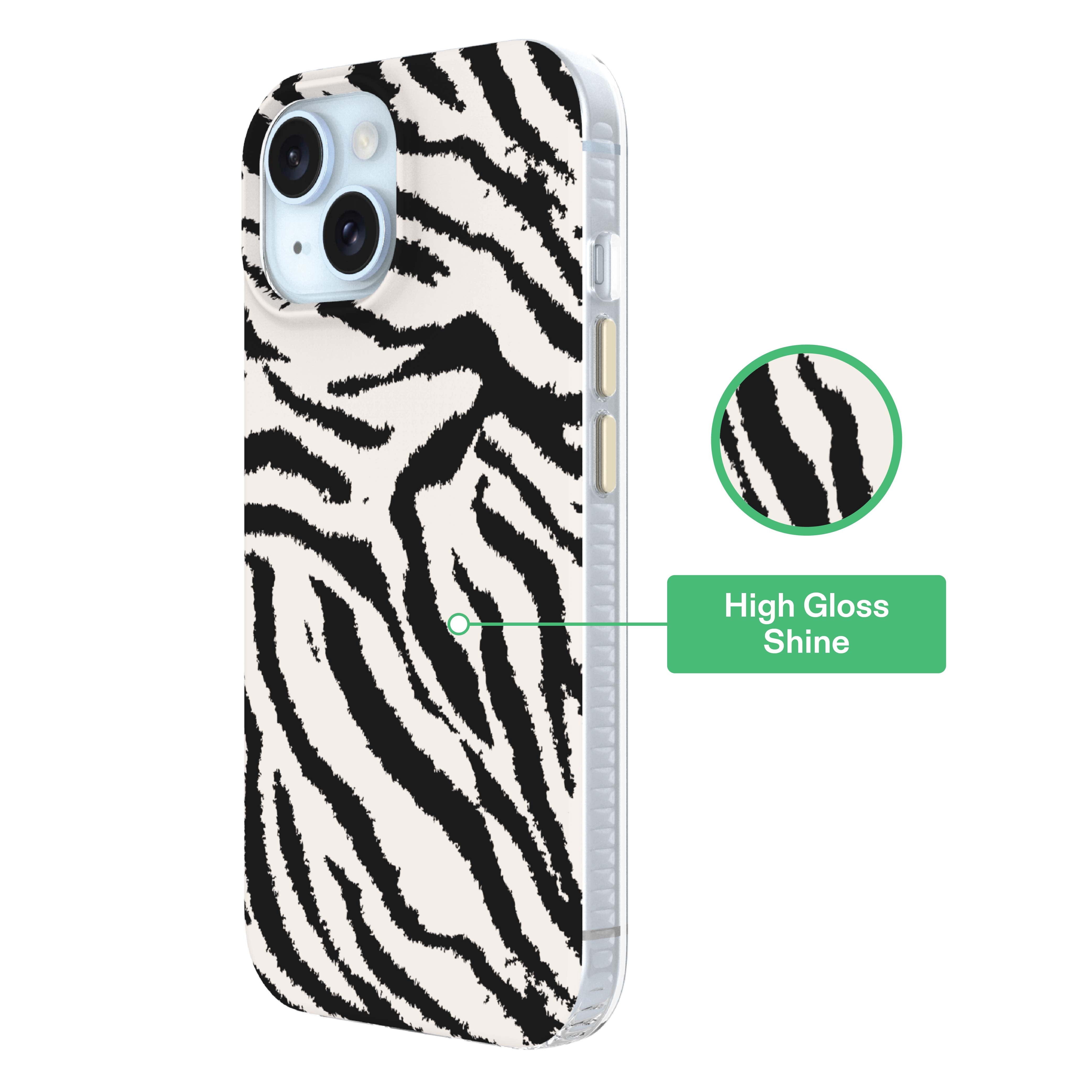 onn Phone Case for iPhone 17e / 16e / 15 / 14 / 13, MagSafe Compatible - Zebra Stripe