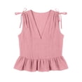 thumbnail image 5 of Favoffer Women's Linen Peplum Blouse V Neck Sleeveless Shoulder Tie Relaxed Fit Summer Daily Vacation Leisure Casual Shirt, 5 of 6