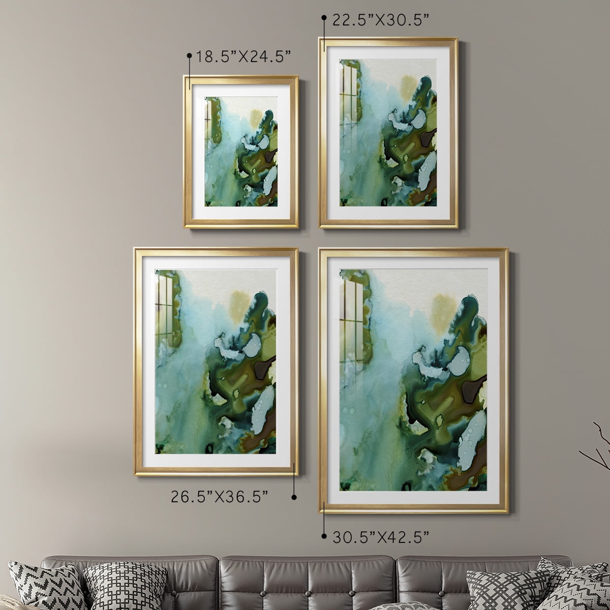 Wexford Home Water and Earth I Premium Framed Print, 18.5" x 24.5" - Ready to Hang, Gold (Set of 2)