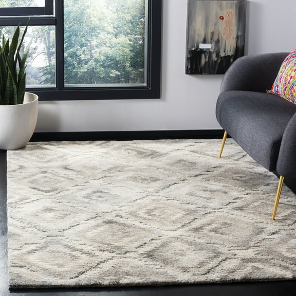 SAFAVIEH Wyndham Ernestine Geometric Diamonds Wool Area Rug, Grey/Taupe, 5' x 8'
