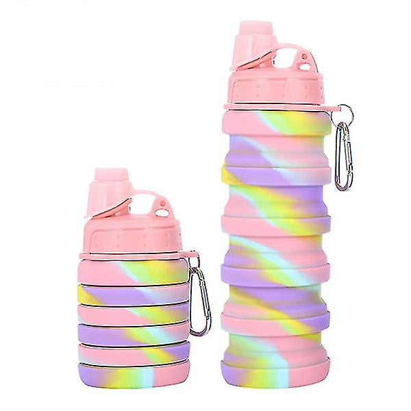 Silicone Folding Water Bottle Sports Cup Reusable Fitness Bike Running Ride 500ml Portable