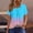 Sky Blue, variant on ITSAME Women's Blouses, Gradient Print Short Sleeve Square Neck Summer Casual Fashion T-Shirts Pink Size 3XL