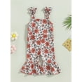 thumbnail image 4 of Bagilaanoe Toddler Baby Girl Summer Jumpsuit Sleeveless Floral Print Romper Overalls 6M 12M 18M 24M 3T 4T Kids Long Flare Pants Summer Outfits, 4 of 7