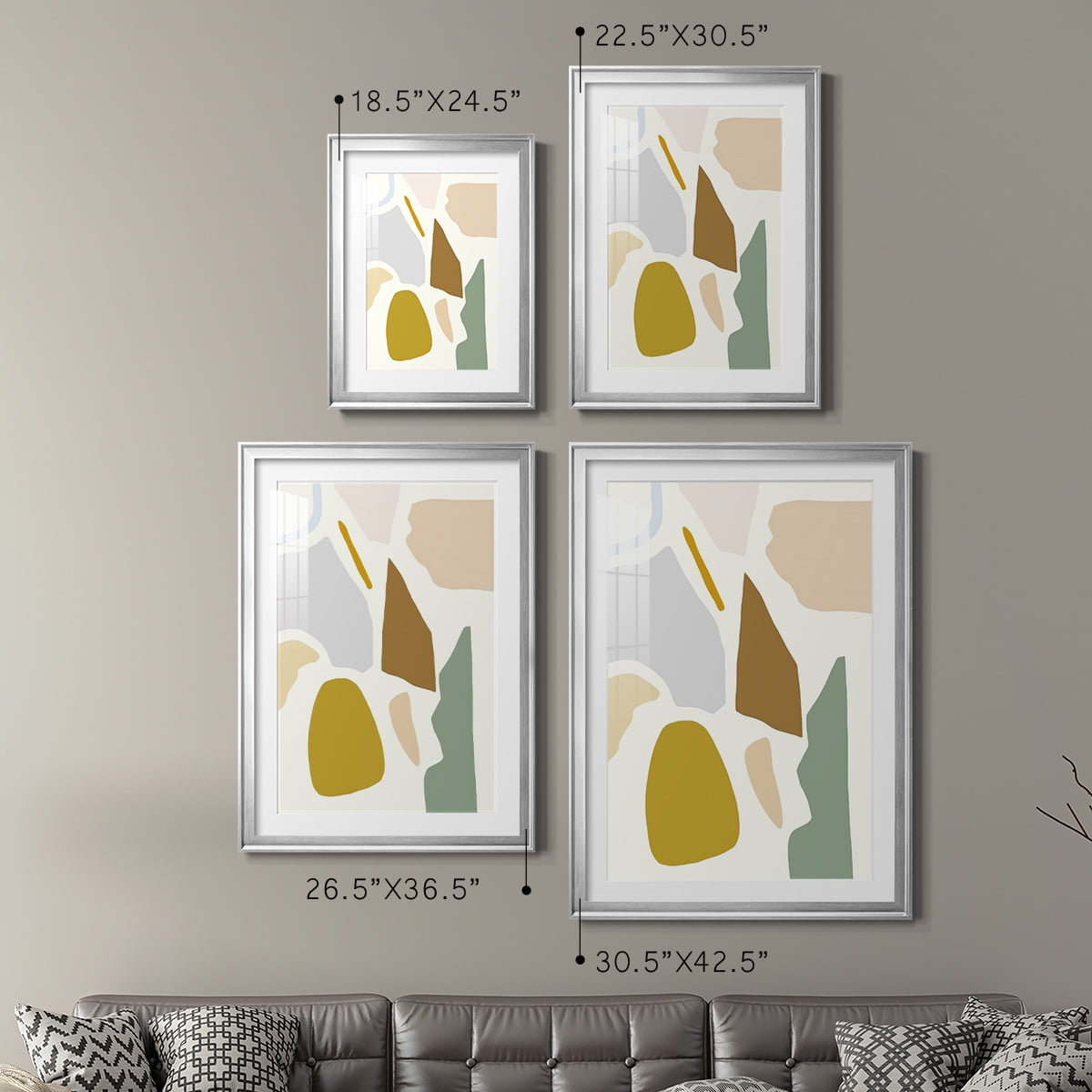 Wexford Home Pastel Splotches I Premium Framed Print, 18.5" x 24.5" - Ready to Hang, Silver (Set of 2)