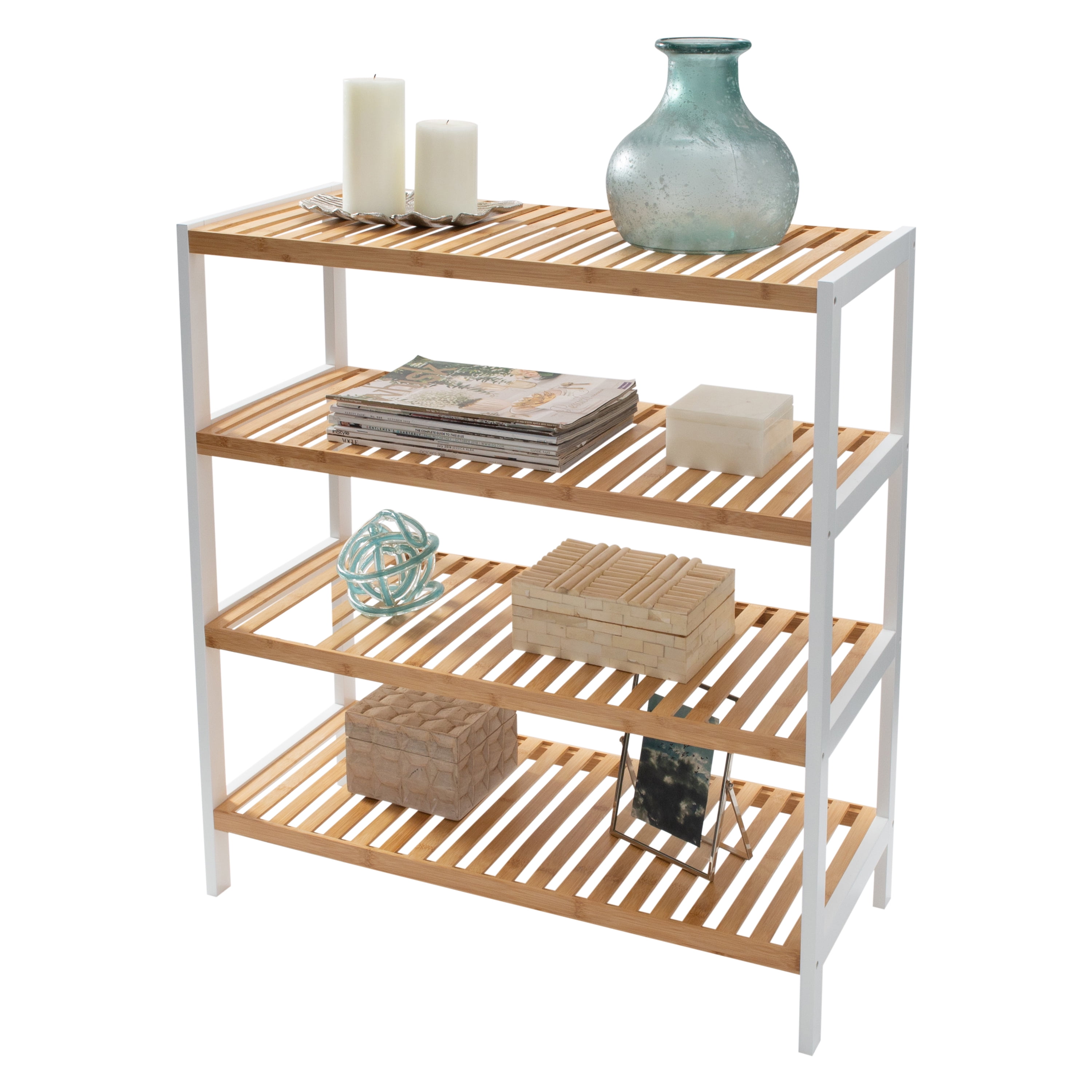 Organize It All 4 Tier Sonora Bamboo Freestanding Storage Shelf Unit