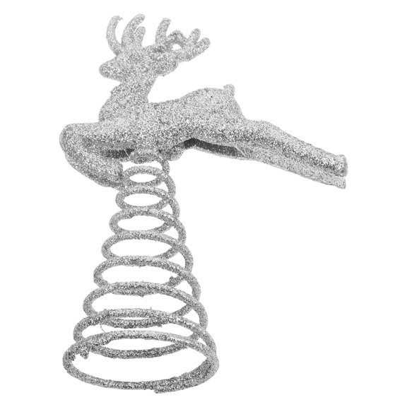 WHAMVOX Silver Iron Deer Tree Topper for Christmas Tree Decoration with Lovely Design and Easy Installation