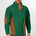 thumbnail image 2 of Mens Zip Up Hoodie Quarter Zip Sweatshirt Color Block Stand Collar Long Sleeve Sweatshirt Men Green XXL, 2 of 5