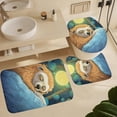 thumbnail image 6 of 4PCS Colorful Sleeping Sloth Bathroom Set with Rugs and Toilet Lid Cover Retro Fantasy Cute Animal Waterproof Shower Curtain Set for Bathroom Decor, Style-2, 6 of 8