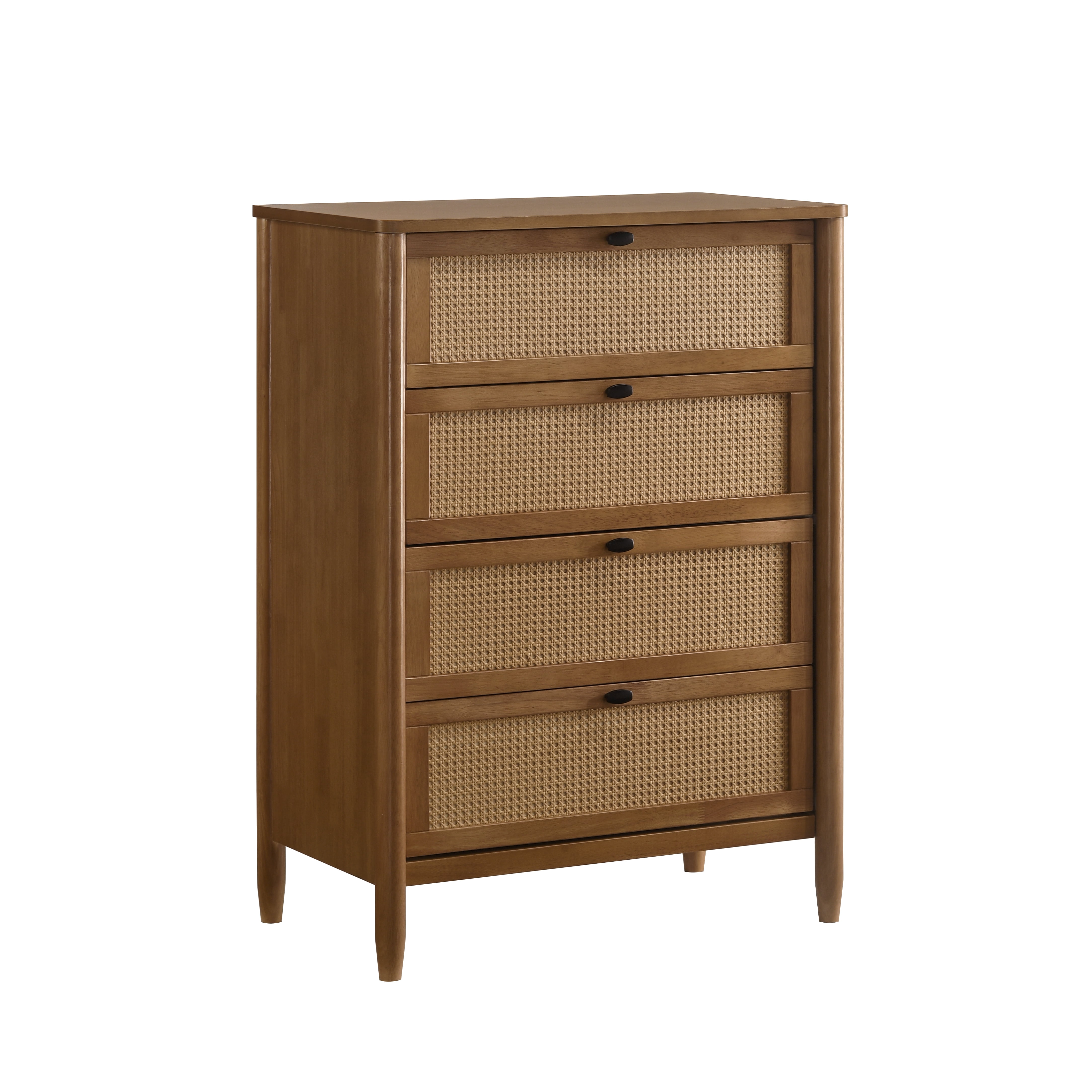 Vichy Wood and Rattan 4-Drawer Chest