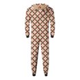 thumbnail image 6 of Odeerbi Christmas Onesie Pajamas for Family Holiday Sleep Jumpsuit Long Sleeve Family Christmas Pajamas Matching Sets Dad Fashion Lattice Print Plush Jumpsuit Sleepwear PJs Set Beige, 6 of 6