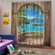 thumbnail image 4 of Bewildely Cortina de 2 uds con patrón de vista al mar, decoración de cortinas, cortina estampada que no se desvanece, lavable a máquina para sala de Sombras de ventana L Bewildely HA010895-03, 4 of 6
