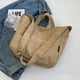 thumbnail image 2 of Bolso de mano de pana para mujer, bolso informal con asa superior, bolso de compras suave y moderno (caqui), 2 of 8