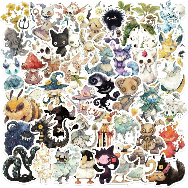 Paquete de pegatinas Cartoon Monster, 50 unidades, Creepy Cute Fantasy G