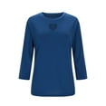 thumbnail image 6 of successthop 3/4 T Shirts for Women Heart Shaped Cutout Crewneck Trendy Shirt Lightweight Blouse Solid Casual Outfits L, 6 of 8