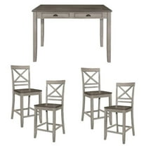 Home Square 5-Piece Set with 1 Dining Tables and 4 Counter Height Chair