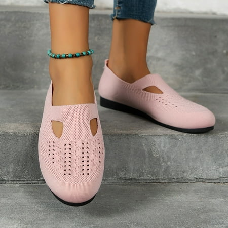 

Cathalem Ladies Fashion Breathable Flat Casual Shoes Knitting Comfortable Wedges Size 9 Pink 8.5