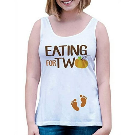 7 ate 9 Apparel Women s Eating For Two Fall Pregnancy Announcement Tank Top – Medium