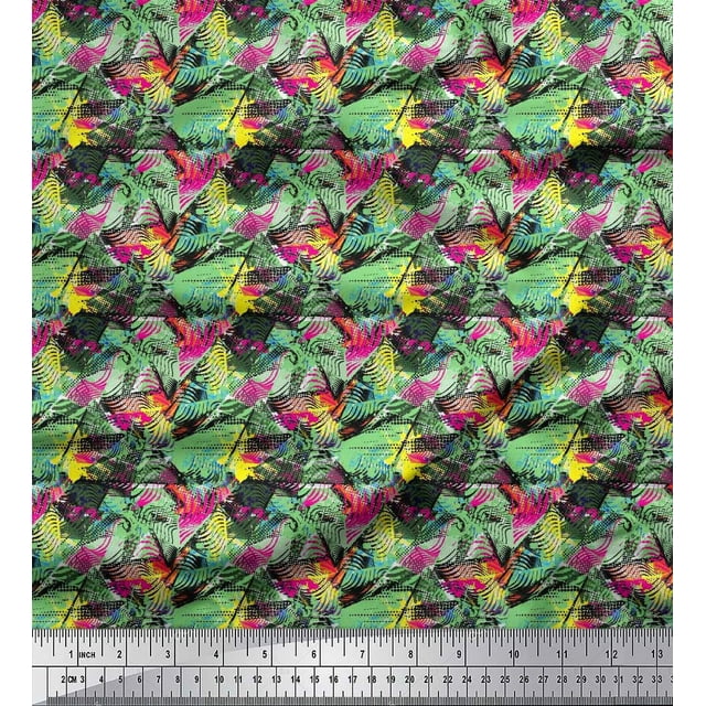 Soimoi Satin Silk Fabric Animal Skin Abstract Printed Craft Fabric by the Yard 42 Inch Wide