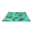thumbnail image 2 of Ahgly Company Machine Washable Indoor Round Abstract Turquoise Blue Modern Area Rugs, 4' Round, 2 of 4