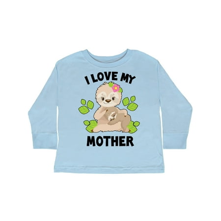 

Inktastic Cute Sloth I Love My Mother with Green Leaves Gift Toddler Boy or Toddler Girl Long Sleeve T-Shirt