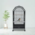 thumbnail image 3 of Miumaeov Black Iron Parakeet Bird Cage with Stand Metal Panorama Pet Bird Flight Cages with Wheels Feeding Cups and Standing Poles, 3 of 12