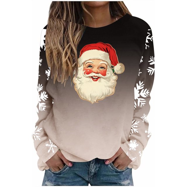 Chandails en Molleton Sans Capuche d'Halloween pour Femmes Imprimé Décontracté Coupe Ample Manches Longues Col Rond Haut d'Hiver pour Automne Printemps Mode de Rue Usage Quotidien Scolaire