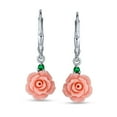 thumbnail image 2 of Bling Jewelry Womens Romantic Floral 3D Rose Dangle Chandelier Earrings with Green CZ Sterling Silver, 2 of 5