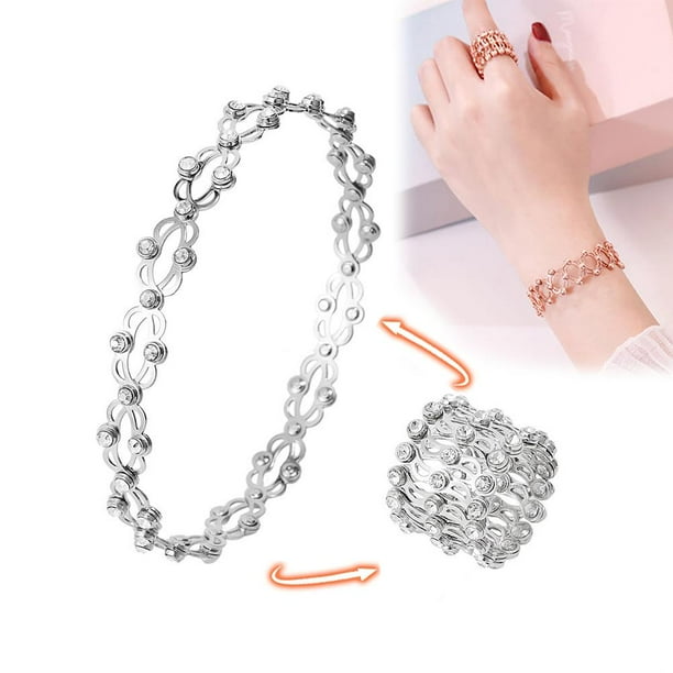 Anillo Retráctil 2 En 1, Pulsera De Cobre De Deformación Ajustable, Regalo De Joyería Para Aniversario De Cumpleaños sonducket AP007437-03