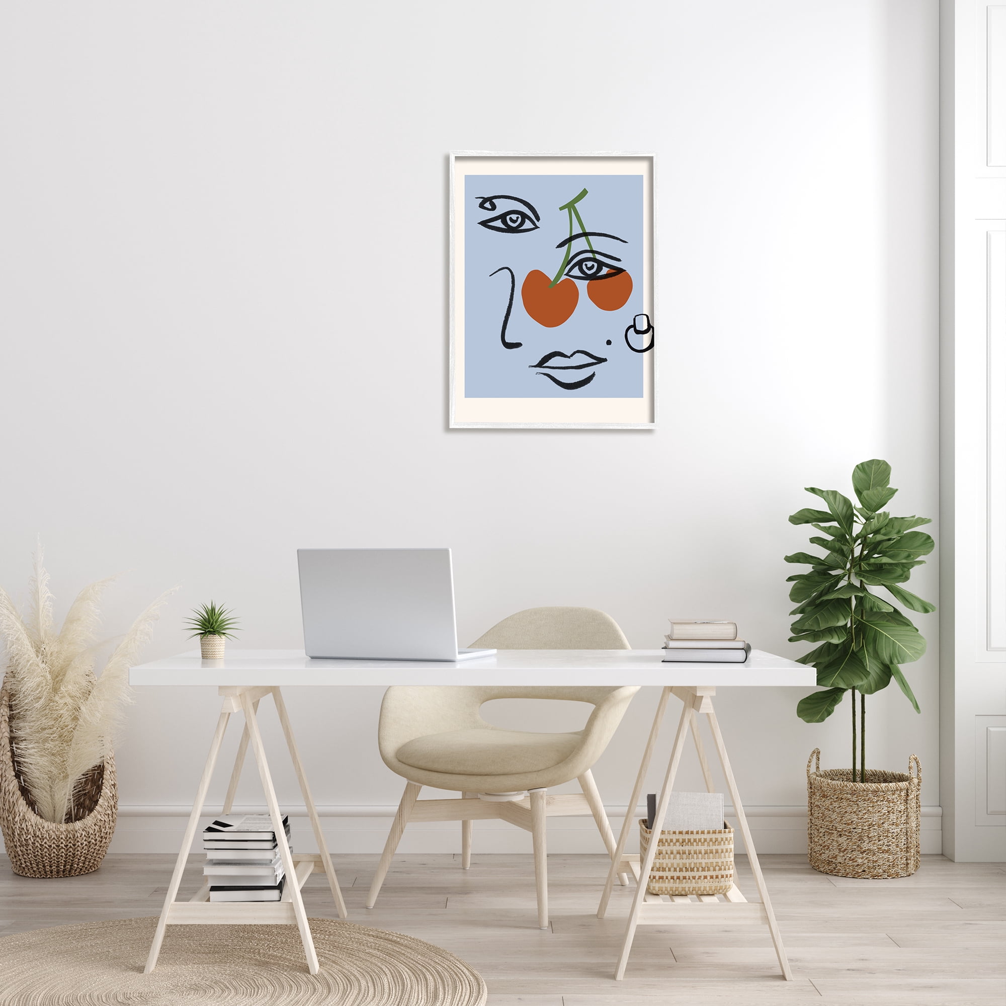 Stupell Home Décor Industries Abstract Face Bold Cherries Purple Beauty Mark, 24 x 30, Designed by Melissa Wang
