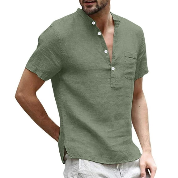 Afdoent Men's Shirts Short Sleeve Shirt Casual Buttons Shirt Male Solid Color Blouse Tops Vacation Summer Beach Shirts