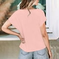 thumbnail image 5 of Ohufall Summer Womens T-shirts Fashion Solid Color Casual Short Sleeve Cowl Neck Shirts Summer Loose Fit Comfortable Pleated Blouse Tops, 5 of 5