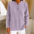 thumbnail image 4 of ZUKMRJPC Women's V Neck Button Long Sleeve Shirts Solid Color Fashion Cute Corduroy Pullover Sweatshirt Casual Lightweight Spring Tops, 4 of 7