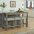 thumbnail image 3 of Jopath 4 Piece Bar Table Set with Power Outlet,Rustic Counter Height Bar Dining Table with 3 Upholstered Stools,Kitchen Table Set for Living Room, Dining Room, Game Room,Brown, 3 of 14