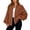 Light Brown, variant on Women's Zip Baseball Jacket, Long Sleeve Solid Color German Velvet Loose Oversized Thermal Coat Outerwear, Light Brown, XL