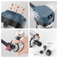thumbnail image 3 of 110V US Plug 800W Copper Motor Wood Router Trimmer Kit with 0-33000 RPM Variable Speed, 6.35mm+8mm Chucks, Transparent Base, Heat Dissipation, Straight/Level Guides, Wrenches, Carbon Brushes, Dust, 3 of 6