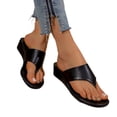 thumbnail image 2 of Domuza Women's Suede Wedge Thong Sandals Comfort Open Toe Soft Sole Slip On Flip flip flops slides for Casual Summer Daily Walking Beach Black 7（EU-38）, 2 of 6