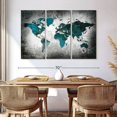 thumbnail image 3 of Elephant Stock Aged World Map Xli Wall Art - Horizontal Multi Panel Canvas - Living Room Wall Decor - Education Multi Panel - Teal And White Decor - 65" x 42", 3 of 8