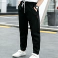 thumbnail image 4 of ZLBDYG Boys Cotton Linen Pants Summer Lightweight Athletic Running Joggers Pant Kids Teen Soft Elastic Waist Trousers Casual Clothes, 4 of 7