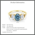 thumbnail image 4 of Gem Stone King 10K Yellow Gold Persian Blue Moissanite and White Moissanite and White Diamond 3-Stone Engagement Ring for Women (2.42 Cttw, Oval 8X6MM and 6X4MM, Gemstone Birthstone, Size 6), 4 of 4