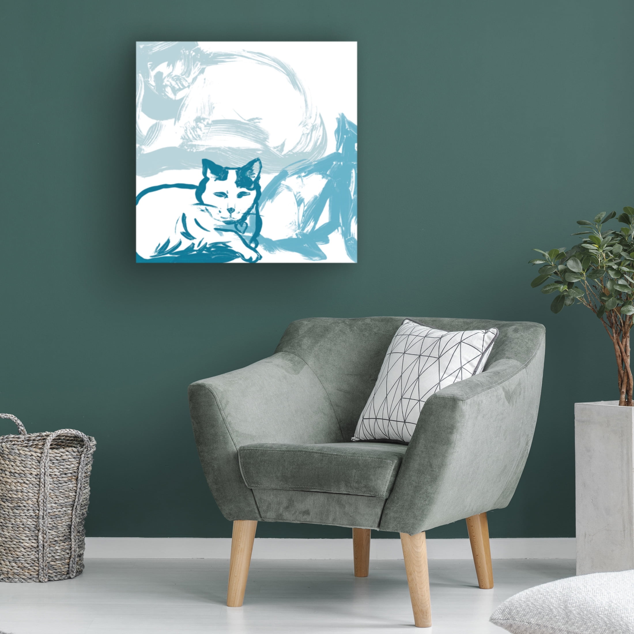 Canvas Wall Art - June Erica Vess 'Paint Box Cats IV' Wall Art for Living Room, Bedroom, or Office Décor by Trademark Fine Art - 18 x 18 Inches