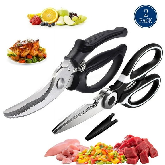 2 Pack Multi Kitchen Shears for Beginners, Heavy Duty Kitchen Scissors for ,Chicken, Fish, Meat, Vegetables, Bones, Dishwasher Safe Cooking Scissors for Most Kitchen Needs
